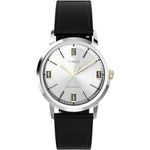 TIMEX Leather Men Silver-Tone Mechanical Dial Analog Watch- Tw2V44700U9