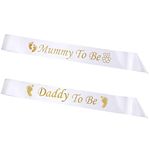 IRYNA 2 Pieces Mummy To Be Sash Daddy To Be Sash Mum and Daddy To Be Gifts Mummy And Daddy To Be Sash Mum To Be Sash Baby Shower Sash Party Supplies for Baby Shower Party Decoration Gender Reveal