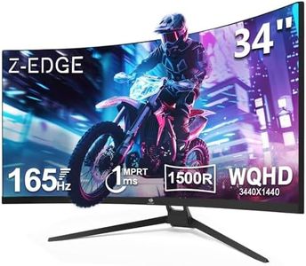 Z-Edge 34 Inch Ultrawide Curved 3440x1440 UWQHD Gaming Monitor 165Hz(DP×2) 100Hz(HDMI×2) 1ms MPRT, 21:9 Curved Screen, 1500R VA Panel, AMD Freesync, 178 Viewing Angles (DP Cable Included)