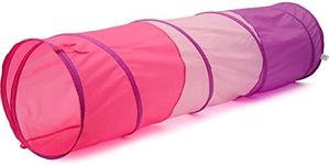 Kids Play Tunnel Tent for Toddlers Pop Up Crawl Through Tunnel Play Tent Easy to Install Foldable Toddler Tunnel Crawl Tube for Baby Infant Children or Dog Cat Pets (pink and purple)