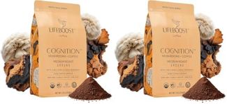 Lifeboost Cognition Focus Coffee for Calm Energy - Lion’s Mane Mushroom Coffee with Chaga - Organic Medium Roast Nootropic Coffee - Low Acid Adaptogenic Coffee - 12 oz Ground (Pack of 2)
