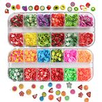 2 Boxes 3D Fruit Lemon Strawberry Mixed Tiny Slice Sticker Polymer Clay Fruit Slices DIY Nail Design Nail Art Decoration Nails Accessories Deco Slime Craft Supply for Decorations