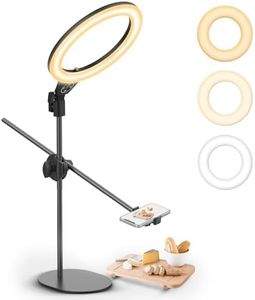 10 '' Luz de Anillo con Soporte de Brazo, ULANZI Ring Light de Soporte Escritorio, 3500k-6500K Regulable, Luz Anular con Soporte para Teléfono para TikTok, Maquillaje, Fotografía, Selfie