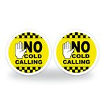 Set of 2 No cold callers Yellow Safety Door Signs, 95mm Waterproof Indoor/Outdoor Self-adhesive Stickers, Home Privacy Signs