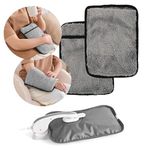 Lambswool Fleece Electric Rechargeable Hot Water Bottle | Bed Hand Warmer Massaging Heat Pad |Auto-Shut Off Function Over-Heat Protection & No Refill | Soft & Cosy Heated Water Bag | Natural Grey