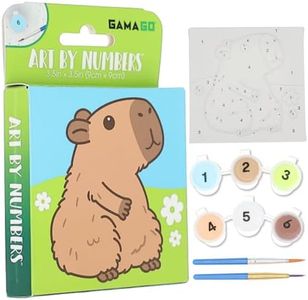 AQUARIUS GAMAGO Capybara Micro Art by Numbers Kit (3.5 x 3.5 in) Paint by Number Set with Acrylic Paints & Brushes, Cute Animal Craft for Kids, Teens & Adults, Travel Art Activity