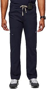 FIGS Cairo Cargo Scrub Pants for Men — Classic Straight Leg Fit, 9 Pockets, 4-Way Stretch, Anti-Wrinkle Men’s Scrub Pants, Navy Blue, Large