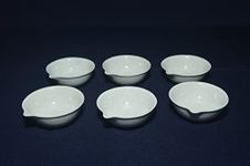 Porcelain Evaporating Dish, Round Bottom, Semi-Deep, J Brand (Pack of 6, Capacity-150ml, OD 100mm).