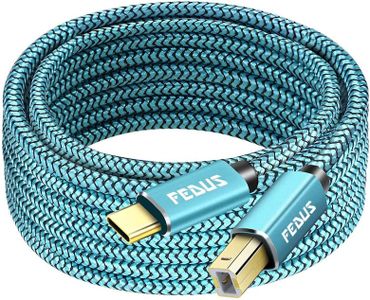 FEDUS 5 Meter USB Type-C to Printer Cable, Gold Plated Nylon Braided USB Type-C to USB B Male Scanner Cord Compatible with DIMI, Google Chromebook Pixel, MacBook Pro, HP Canon Printers