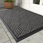 Yimobra Gray Front Door Mat Indoor Outdoor Doormat, Entryway Mats for Shoe Scraper, Heavy Duty Non Slip Dirt Trapping Mats, Easy Clean, Waterproof, Low Profile, Patio, 17x29.5 Inch