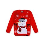 Knitco Boys Woolen Acrylic Sweater Snowman Regular fit Full Sleeves (4-5 Years) Orange