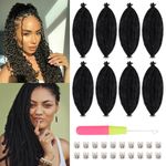 GODAYS 8 Packs Spring Afro Twist Hair Pre-Separated Marley Twist Braiding Hair Extensions for Black Women Crochet Kinky air Braids for Soft Locs (18 Inch, 1B)