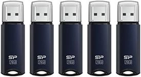 Silicon Power 128GB USB 3.0 Flash Drive, Aluminum Casing Built-in Strap Hole, USB 3.2 Gen 1 Pen Drive Memory Stick, Navy Blue, Marvel M02 Series (5-Pack)