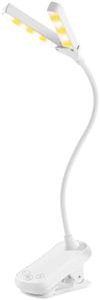 Quntis Reading Light - 14 LED Clip-On Book Light with Stepless Dimming & 3 Colors, 360° Flexible USB Gooseneck for Bed/Desk/Study, Rechargeable Eye-Caring Lamp for Home Office/Night Reading, White