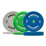 AmStaff Fitness Coloured Bumper Plates - Weight Plates Engineered with Resilient Steel Core and Elite Rubber for Strength Conditioning Workouts, Weightlifting (160lbs - set)