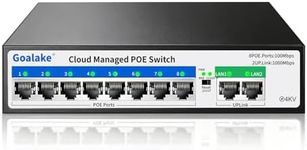 Managed PoE Switch with 8 Port PoE and 2 Gigabit Uplink Ports, Managed 10 Port PoE Switch Compatible with IEEE 802.3af/at Devices, AI PoE Auto Recovery&Extend, Vlan, Metal Pluy&Play,Desktop/Wall Mount