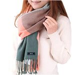 ECOMBOS Winter Tartan Scarf - Women Long Plaid Scarves Warm Wool British Style Spinning Tassel Shawl Stole For Women Ladies