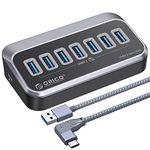 ORICO USB 3.0 Hub [5Gbps], 7 Port USB Hub with 3.28Ft USB-A to USB-C Cable USB Splitter for iMac, All MacBooks, Mac Mini(Plastic Version)