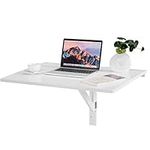 TANGKULA Wall-Mounted Drop-Leaf Table, Simple Floating Folding Laptop Desk, Space Saving Hanging Table for Study, Bedroom, Bathroom or Balcony (White)