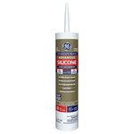 GE Advanced Silicone Caulk for Kitchen & Bathroom - 100% Waterproof Silicone Sealant, 5X Stronger Adhesion, Shrink & Crack Proof - 10 oz Cartridge, White, Pack of 1