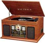 Victrola Nostalgic Classic Wood 6-in-1 Bluetooth Turntable Entertainment Center, Mahogany