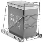 YOUEON Pull Out Trash Can Under Cabinet, Adjustable Stainless Steel Under Sink Trash Can Pull Out, Slide Out Garbage Shelf, Fit for Max. 35 Quarts Trash Can(Not Included)