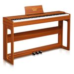 Glarry Digital Piano 88 Weighted Keys with Piano Headphones, Full Weighted Hammer Heavy Action Electric Keyboard Piano for Beginners, Piano Keyboard with 3-Pedal Unit, Double Bluetooth (Walnut)
