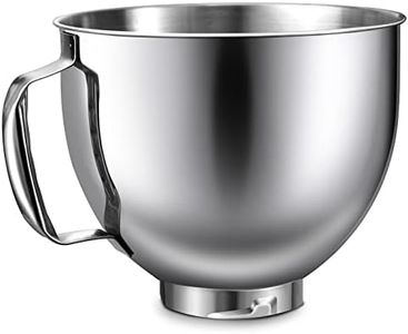LETOMS Cuenco de acero inoxidable para Kitchenaid, cuenco mezclador de soporte, 4.5 cuartos de galón/5 cuartos de galón, plateado