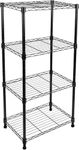 Simple Deluxe 4-Shelf Shelving Unit, Metal storage wire shelf rack with wheels, Height adjustable Storage Organiser For Kitchen, Bathroom,Office or Other Home Spaces,45W x 30Dx 110Hcm,Black