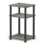 Furinno Just 3-Tier Turn-N-Tube End Table, Side Table, Nightstand, French Oak/Black