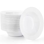 Suwimut 60 Pack White Plastic Bowls, 12 oz Disposable Soup Bowls, Premium Heavy Duty Disposable Dinnerware Plastic Dessert Salad Bowls for Wedding, Party, Catering, Christmas, New Year