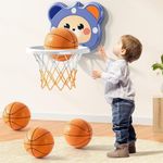 TEMI Indoor Toddlers Basketball Hoop for Kids Age 2 3 4 5 6, Toddlers Basketball Hoop with 4 Inflatable Balls, Birthday Toys Gifts for Boys Girls 2 3 4 5 6 Years Old