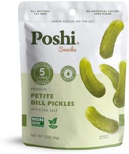 Poshi Petite Dill Pickles with Sea Salt - Ready-to-Eat Premium Mini Whole Pickles for Snacking, 5 Calories Per Pack, 10 Packs (2 oz Each)