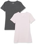 Amazon Essentials Women's 2-Pack Classic-Fit Short-Sleeve Crewneck T-Shirt, Light Purple/Charcoal Heather, Medium