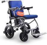 Alton Mobility World's Lightest (Weight-30lbs) Foldable Electric Wheelchair, Travel Size, User-Friendly. (Blue)