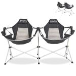 KingCamp Double Hammock Camping Chair Swinging Chair for Adults Portable Folding Rocking Chair Hold Up to 580 lbs with Adjustable Back Support Pillow Cup Holder for Outdoor Lawn Beach Concerts