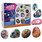 Grebesty Rock Painting Kit for Kids Adults, Glow in The Dark Painting Rocks, DIY Handmade Art Rock Painting Supplies Creative Perfect Craft Gift for Boys and Girls