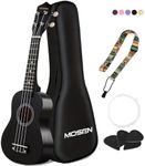 MOSEN Ukulele for Beginners 21 Inch All in One Kit Beginner Professional Ukulele Including Straps, Strings, and Paddles (Black)