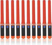 LED Traffic Control Batons, Signal Traffic Wand with 2pc C Dry-Cell Batteries(Not Include), Safety Air Marshaling Wand for Parking, Airport and Road Traffic Contol (Rubber-Coated 10pcs)