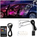 Bittwee 5 in 1 Car Interior LED Light, Super Bright Self-Adhesive Automotive Ambient Neon Light Kit with USB Port for Men Women, Vehicle Interior Decor Universal for Car, Garden, Home, Party