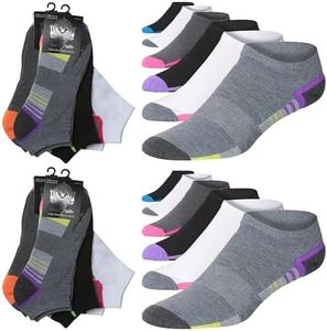 JAMES FIALLO Men's 12-Pairs Performance Low Cut Classic Colored Dynamic Accent Highlight Athletic Sport Socks, 2909-T1