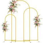 Wokceer Wedding Arch Backdrop Stand 6FT, 5FT, 4FT Set of 3 Gold Metal Arch Backdrop Stand for Wedding Ceremony Baby Shower Birthday Party Garden Floral Balloon Arch Decoration