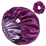 YANIBEST Satin Bonnet Silk Bonnet Hair Bonnet for Sleeping Satin Cap Extra Large Reversible for Women Curly Natural Hair Purple