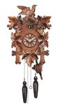 My German Store Wood Animals Themed Quartz Cuckoo Clock (Brown, 13.8 x 9.5 x 6.5 Inch)
