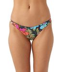 O'NEILL Women's Hermosa Bikini Bottoms - Skimpy Coverage Women's Bathing Suit, Black | Seaside Stripe Hermosa Revo Bo, Large