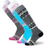 Pure Athlete Ski Socks Women Wool Warm – Skiing Sock Men, Warmest Snowboard Cold Weather Pack (3 Pairs - Aqua/Pink-grey/Hot Pink-black/Grey, Medium)