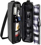 ALLCAMP Wine tote Bag with Cooler Compartment，Picnic Set Carrying Two sets of tableware（Gray）