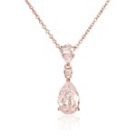 Diamond Treats Rose Gold Necklace for Women with a Pear Shaped Stone, Elegant Bridal Necklace in 925 Silver, Cubic Zirconia Teardrop Pendant Necklace for Women, Rose Gold Necklaces for Women