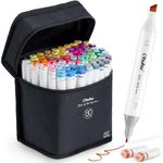 Ohuhu 80 Colour Alcohol Markers, Ohuhu Double Tipped Board & Fine Permanent Art Marker Set for Kids Adults' Coloring Sketch Illustration 1 Alcohol-based Marker Blender Included Great Gift Idea(Black).