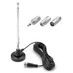 DAB FM Radio Antenna Indoor Digital Telescopic Aerial with 3m Extension Cable Magnetic Base for Home Theater AV Audio Video Receiver 75 Ohm DAB DAB+ FM Radio Home Stereo Receiver